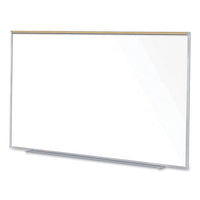 Magnetic Porcelain Whiteboard With Satin Aluminum Frame And Map Rail, 96.53 X 60.47, White Surface, Ships In 7-10 Bus Days