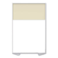Floor Partition With Aluminum Frame And 2 Split Panel Infill, 48.06 X 2.04 X 71.86, White/carmel, Ships In 7-10 Business Days