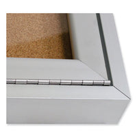 2 Door Enclosed Natural Cork Bulletin Board With Satin Aluminum Frame, 72 X 36, Tan Surface, Ships In 7-10 Business Days