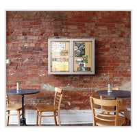 3 Door Enclosed Natural Cork Bulletin Board With Satin Aluminum Frame, 72 X 48, Tan Surface, Ships In 7-10 Business Days