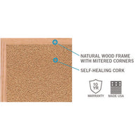 Natural Cork Bulletin Board With Wood Frame, 87.94" X 48.5", Tan Surface, Natural Oak Frame