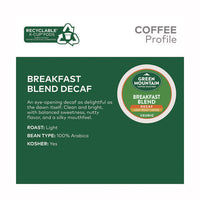 Breakfast Blend Decaf Coffee K-cups, 48/box