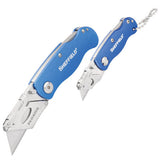 Folding Lock Back Utility Knife Set, 1 Standard, 1 Mini, Blue