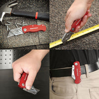 Quick Change Lock Back Utility Knife, 1.25" Blade, 3.5" Aluminum Handle, Red