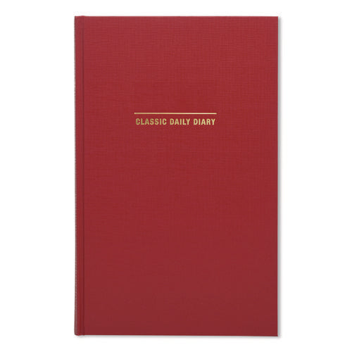 Classic Hardbound Daily Planner, 12.5 X 8, Red/gold Cover, 12-month (jan To Dec): 2025