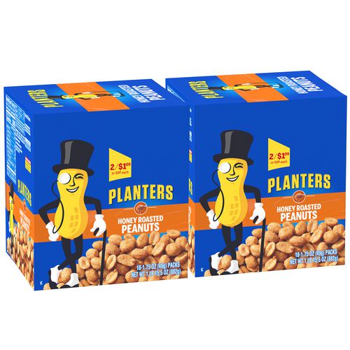 Honey Roasted Peanuts, 1.75 Oz Tubes, 18 Tubes/box, 2 Boxes/carton, Ships In 1-3 Business Days