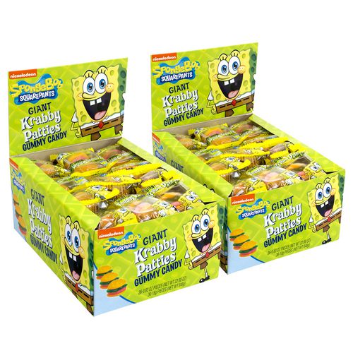 Spongebob Squarepants Giant Krabby Patties Gummy Candy, Fruity, 0.63 Oz Packet, 36/bag, 2/carton, Ships In 1-3 Business Days