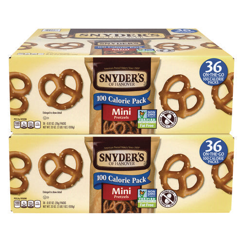 Mini Pretzels. 0.92 Oz Pack, 36 Packs/box, 2 Boxes/carton, Ships In 1-3 Business Days