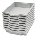 F1 Shallow Trays For Gratnells Storage Frames And Trolleys, 1 Section, 1.85 Gal, 12.28" X 16.81" X 3.25", Light Gray, 8/pack