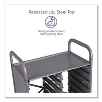 Callero Tilted Tray Trolley Set 01, Metal, 1 Shelf, 9 F2 Deep Bins, 40.6" X 17.3" X 41.5", Silver/flame Red