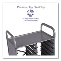 Callero Tilted Tray Trolley Set 01, Metal, 1 Shelf, 9 F2 Deep Bins, 40.6" X 17.3" X 41.5", Silver/grass Green