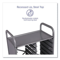 Callero Tilted Tray Trolley Set 01, Metal, 1 Shelf, 9 F2 Deep Bins, 40.6" X 17.3" X 41.5", Silver/light Gray