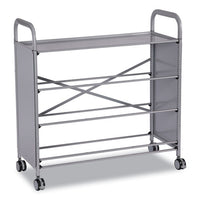 Callero Tilted Tray Trolley Set 01, Metal, 1 Shelf, 9 F2 Deep Bins, 40.6" X 17.3" X 41.5", Silver/light Gray