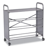 Callero Tilted Tray Trolley Set 01, Metal, 1 Shelf, 9 F2 Deep Bins, 40.6" X 17.3" X 41.5", Silver/light Gray