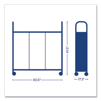 Callero Tilted Tray Trolley Set 01, Metal, 1 Shelf, 9 F2 Deep Bins, 40.6" X 17.3" X 41.5", Silver/translucent Frost