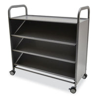 Gratnells Callero Plus Tilted Shelf Trolley, Metal, 3 Tilted Shelves, 1 Flat Shelf, 40.6" X 17.3" X 41.5", Silver