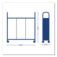 Callero Plus Treble Column Trolley Set 03, Metal, 1 Shelf, 24 F1 Shallow Bins, 40.6" X 17.3" X 41.5", Silver/royal Blue