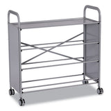 Callero Plus Treble Column Trolley Set 03, Metal, 1 Shelf, 24 F1 Shallow Bins, 40.6" X 17.3" X 41.5", Silver/royal Blue