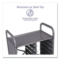 Callero Plus Treble Column Trolley Set 03, Metal, 1 Shelf, 24 F1 Shallow Bins, 40.6" X 17.3" X 41.5", Silver/royal Blue