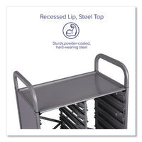 Callero Plus Treble Column Trolley Set 03, Metal, 1 Shelf, 24 F1 Shallow Bins, 40.6" X 17.3" X 41.5", Silver/grass Green