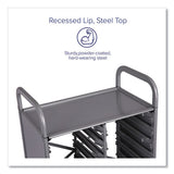 Callero Plus Treble Column Trolley Set 03, Metal, 1 Shelf, 24 F1 Shallow Bins, 40.6" X 17.3" X 41.5", Silver/grass Green