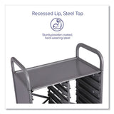 Callero Plus Double Column Trolley Set 05, Metal, 1 Shelf, 16 F1 Shallow Bins, 27.4" X 17.3" X 41.5", Silver/light Gray
