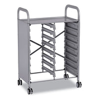 Callero Plus Double Column Trolley Set 05, Metal, 1 Shelf, 16 F1 Shallow Bins, 27.4" X 17.3" X 41.5", Silver/light Gray