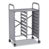 Callero Plus Double Column Trolley Set 05, Metal, 1 Shelf, 16 F1 Shallow Bins, 27.4" X 17.3" X 41.5", Silver/light Gray
