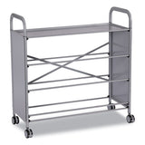 Callero Plus Flat Shelf Trolley, Metal, 4 Shelves, 40.6" X 17.3" X 41.5", Silver