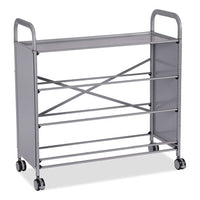 Callero Plus Treble Column Trolley Set 13, Metal, 1 Shelf, 12 F2 Deep Bins, 40.6" X 17.3" X 41.5", Silver/royal Blue