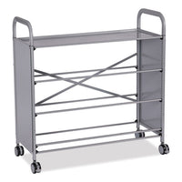 Callero Plus Treble Column Trolley Set 13, Metal, 1 Shelf, 12 F2 Deep Bins, 40.6" X 17.3" X 41.5", Silver/light Gray