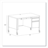 Mobile Teachers Pedestal Desks, Right-hand Pedestal: Box/file Drawers, 48" X 30" X 29.5", Walnut/black