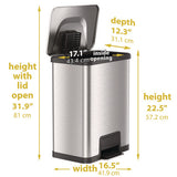 Step Pedal Trash Can With Airstep Technology, 13 Gal, Plastic/stainless Steel, Silver