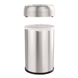 Open Top Trash Can, 13 Gal, Plastic/stainless Steel, Silver