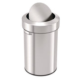 Swing Top Trash Can, 17 Gal, Stainless Steel, Silver