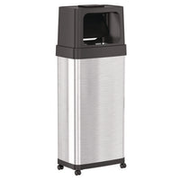 Dual Push Door Trash Can, 24 Gal, Stainless Steel, Silver/black