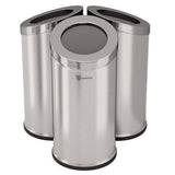 Beveled Open Top Trash Can, 15 Gal, Stainless Steel, Silver
