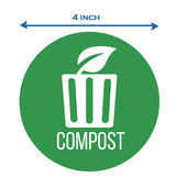 Vinyl Decals, Compost, 4" Diameter, Green/white, 3/pack