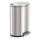 Fire-resistant Step Pedal Trash Can, 13 Gal, Plastic/stainless Steel, Silver