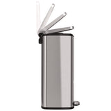 Step Pedal Trash Can, 13 Gal, Plastic/stainless Steel, Silver