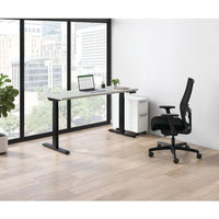 Coordinate Height Adjustable Desk Bundle 2-stage, 70" X 22" X 27.75" To 47", Silver Mesh\black, Ships In 7-10 Business Days