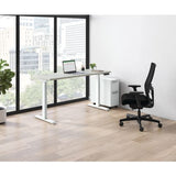 Coordinate Height Adjustable Desk Bundle 2-stage,58" X 22" X 27.75" To 47", Silver Mesh/designer White,ships In 7-10 Bus Days