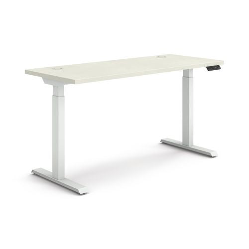 Coordinate Height Adjustable Desk Bundle 2-stage,58" X 22" X 27.75" To 47", Silver Mesh/designer White,ships In 7-10 Bus Days