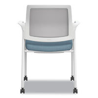 Ignition Series Mesh Back Mobile Stacking Chair, Fabric Seat, 25 X 21.75 X 33.5, Carolina/fog/white, Ships In 7-10 Bus Days