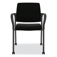 Ignition Series Guest Chair With Arms, Polyurethane Fabric Seat, 25" X 21.75" X 33.5", Black, Ships In 7-10 Business Days