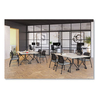 Ignition Series Mesh Back Mobile Stacking Chair, Fabric Seat, 25 X 21.75 X 33.5, Basalt/black, Ships In 7-10 Business Days
