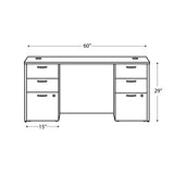 Mod Double Pedestal Desk Bundle, 60" X 30" X 29", Java Oak, Ships In 7-10 Business Days