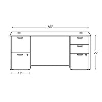 Mod Double Pedestal Desk Bundle, 66" X 30" X 29", Slate Teak, Ships In 7-10 Business Days