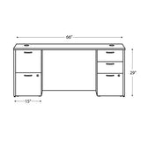 Mod Double Pedestal Desk Bundle, 66" X 30" X 29", Sepia Walnut, Ships In 7-10 Business Days