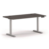 Mod Height Adjustable Desk Bundle, 60" X 30" X 27.5" To 46.75", Slate Teak/silver, Ships In 7-10 Business Days